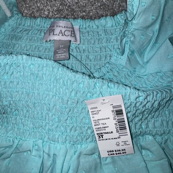 Toddler Girl Size 3T Mint Tea Smocked Ruffle Dress, New with Tags, NWT - Picture 5 of 6